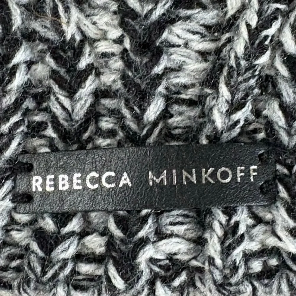 Rebecca Minkoff 100% Acryllic Gray Knit Pom Pom Beanie Women's Hat